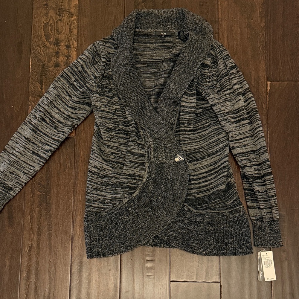 NWT AGB Charcoal Marled Shawl Collar Knit Cardigan